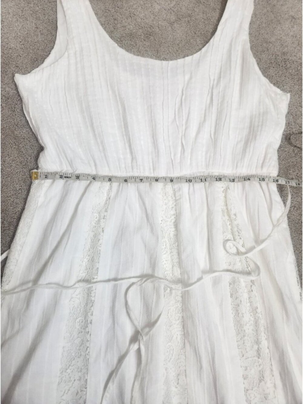 Adelyn Rae 100% Cotton White Eyelet Lace Sleeveless Maxi Dress Size Large Beach - Picture 9 of 13